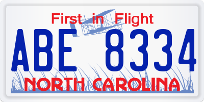 NC license plate ABE8334