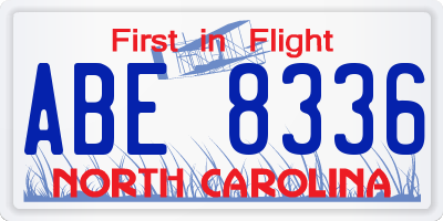 NC license plate ABE8336