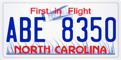 NC license plate ABE8350