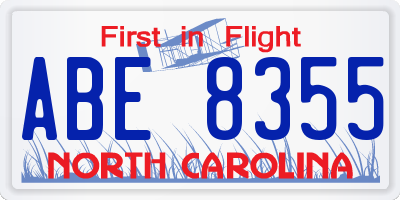 NC license plate ABE8355