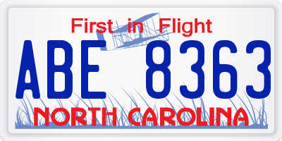 NC license plate ABE8363