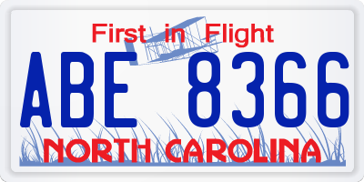 NC license plate ABE8366