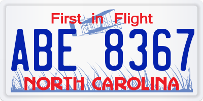 NC license plate ABE8367