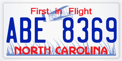NC license plate ABE8369