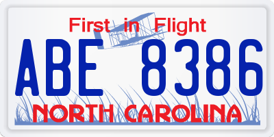 NC license plate ABE8386