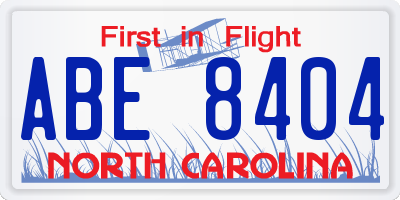 NC license plate ABE8404