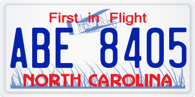 NC license plate ABE8405