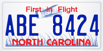 NC license plate ABE8424