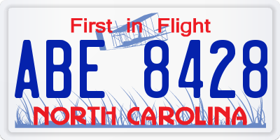 NC license plate ABE8428