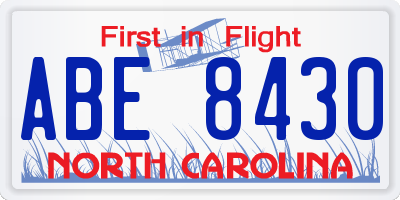 NC license plate ABE8430