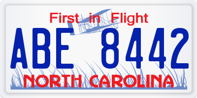 NC license plate ABE8442