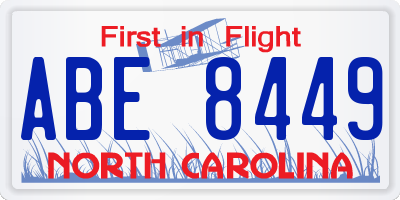 NC license plate ABE8449