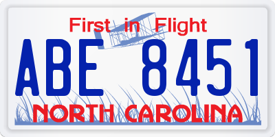 NC license plate ABE8451