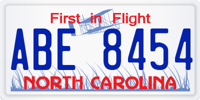NC license plate ABE8454