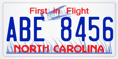 NC license plate ABE8456