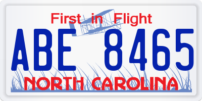 NC license plate ABE8465