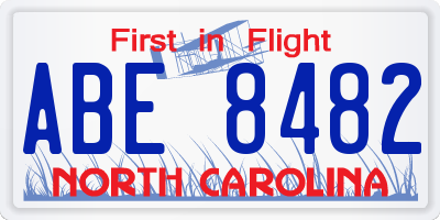 NC license plate ABE8482