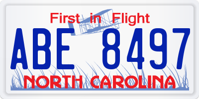 NC license plate ABE8497