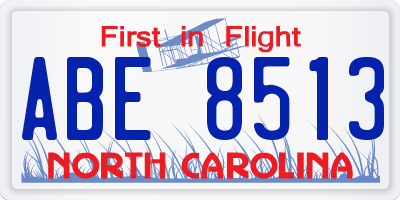 NC license plate ABE8513