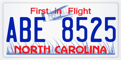NC license plate ABE8525