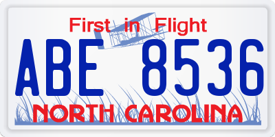NC license plate ABE8536