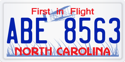 NC license plate ABE8563