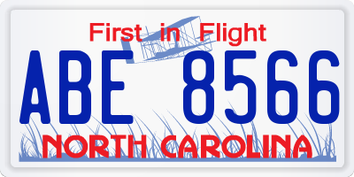 NC license plate ABE8566