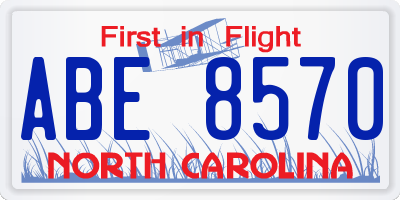 NC license plate ABE8570