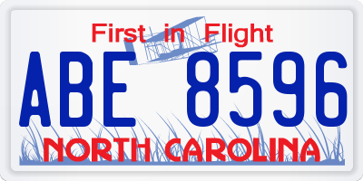 NC license plate ABE8596