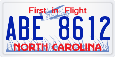 NC license plate ABE8612