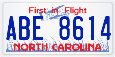 NC license plate ABE8614