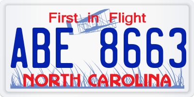 NC license plate ABE8663