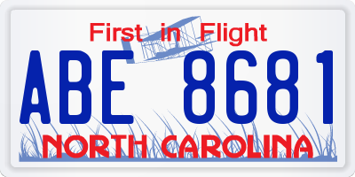 NC license plate ABE8681