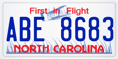 NC license plate ABE8683