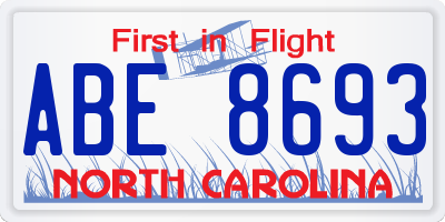 NC license plate ABE8693