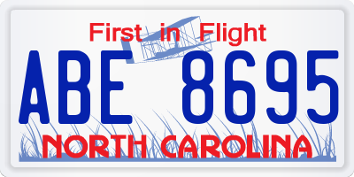 NC license plate ABE8695
