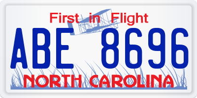 NC license plate ABE8696