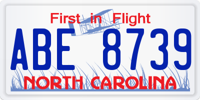 NC license plate ABE8739