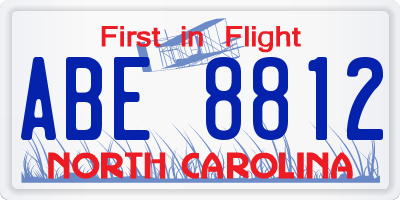 NC license plate ABE8812