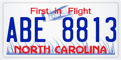 NC license plate ABE8813