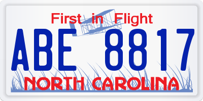 NC license plate ABE8817