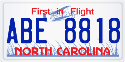 NC license plate ABE8818
