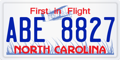 NC license plate ABE8827