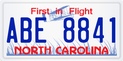 NC license plate ABE8841
