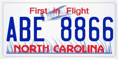NC license plate ABE8866