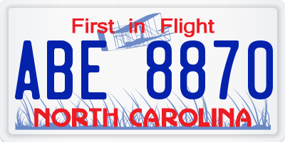 NC license plate ABE8870