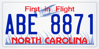 NC license plate ABE8871