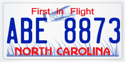 NC license plate ABE8873