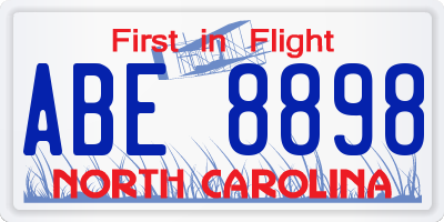 NC license plate ABE8898