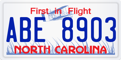 NC license plate ABE8903